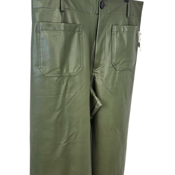 Anthropologie Maeve The Colette Faux-Leather Crop Wide-Leg Pants, Holly, 34 - Picture 10 of 10